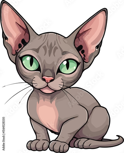 Cute cartoon a illustrator vector Sphynx cat