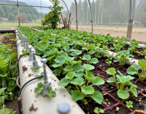a greenhouse growing clover under controlled conditions, studying its ecological value and applications