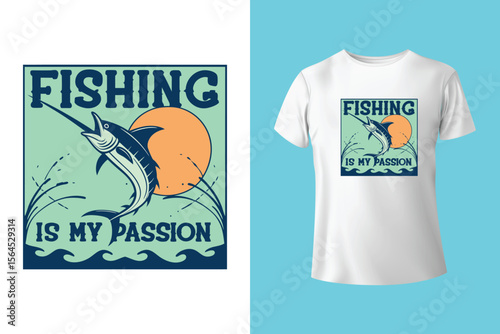 Fishing t shirt design vector, vintage fishing tshirt graphic illustration, Fishing vector emblem