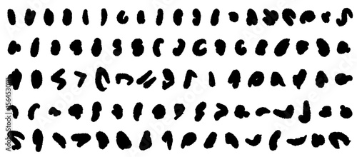 黒の手描き風抽象ブラッシュパターンのイラストセット