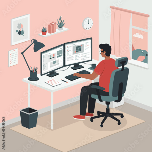 A young woman comfortably works from home on her laptop, participating in a virtual video conference from her cozy living room couch.