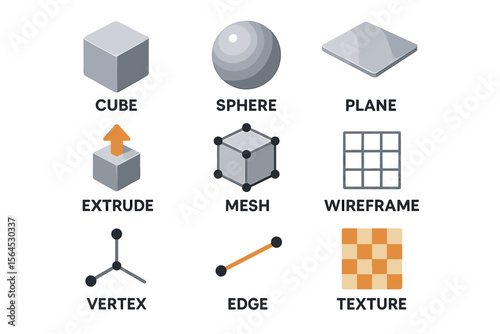 3d modeling basics: cube, sphere, plane, extrude, mesh, wireframe, vertex, edge, texture