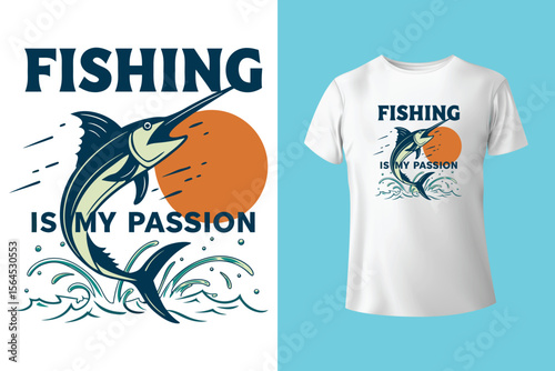 Fishing t shirt design vector, vintage fishing tshirt graphic illustration, Fishing vector emblem