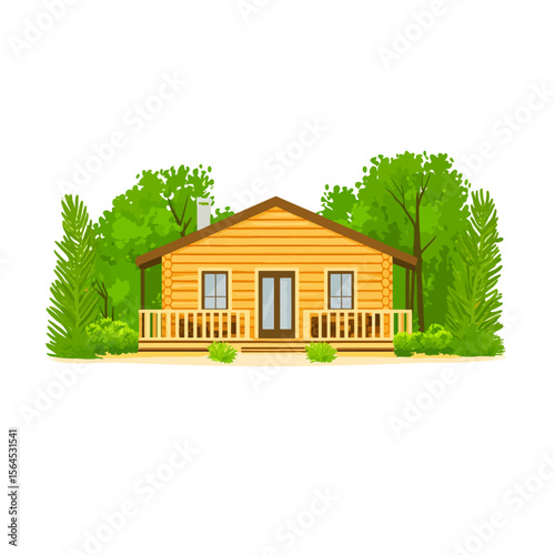 Wooden house vector illustration 