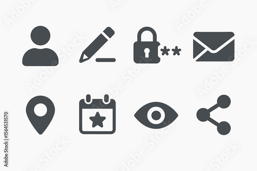 User interface symbols for privacy, communication, and sharing functions