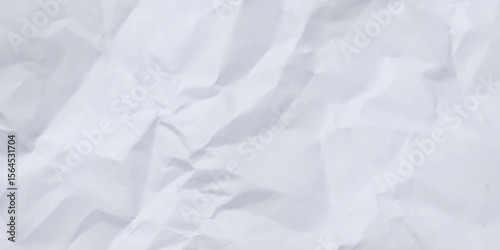 White clean crumpled paper background. Horizontal crumpled empty paper template for posters and banners. Vector illustration