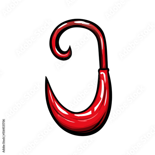 Red fishing hook on white 