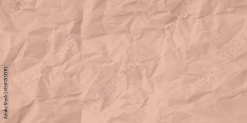 Brown clean crumpled paper background. Horizontal crumpled empty paper template for posters and banners. Vector illustration