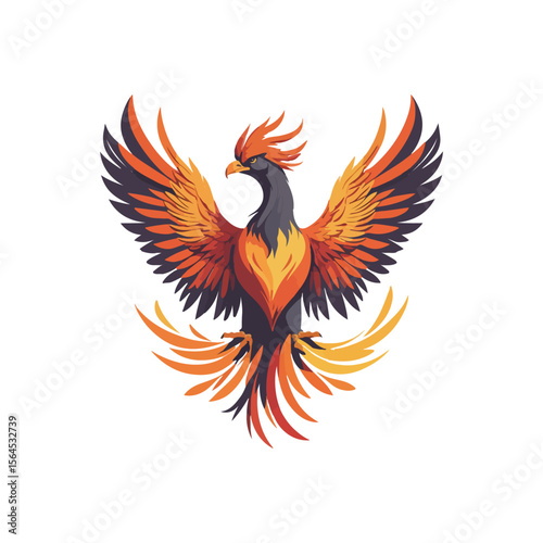 Phoenix Bird with Open Wings Vector