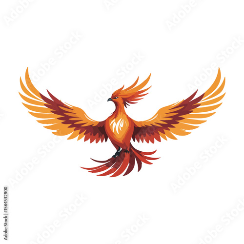 Phoenix Bird with Open Wings Vector