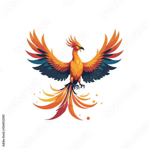 Phoenix Bird with Open Wings Vector