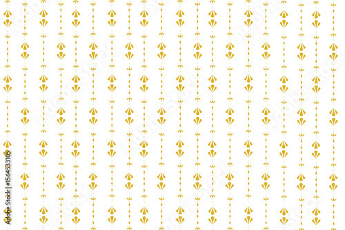 Thai silk pattern, gold, yellow, wallpaper and textile products, traditional ethnic Thai handwoven fabric, carpet, wallpaper, clothing, sarong, batik, print, background, vector illustration.