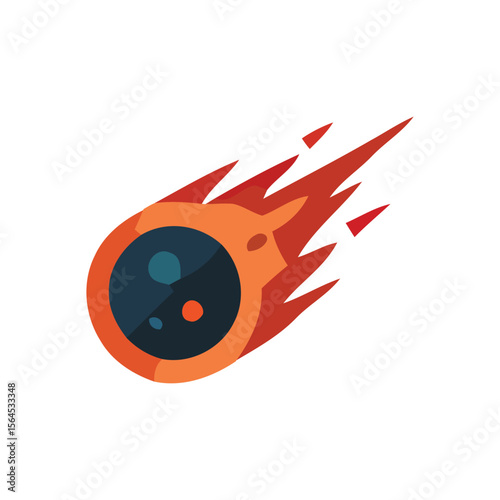 Fiery Space Icon  Celestial Meteorite Falling Star Design Element,  Perfect for Space-Themed Projects, Games, and Apps