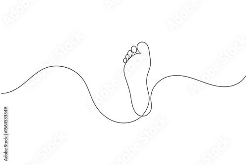 Foot sole continuous line drawing vector on white background in minimalist and simple outline style