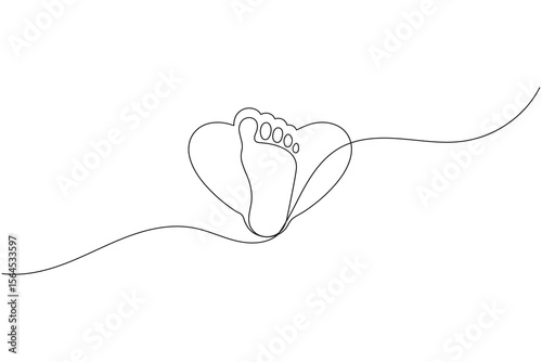 Foot sole continuous line drawing vector on white background in minimalist and simple outline style