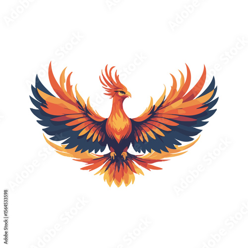 Phoenix Bird with Open Wings Vector