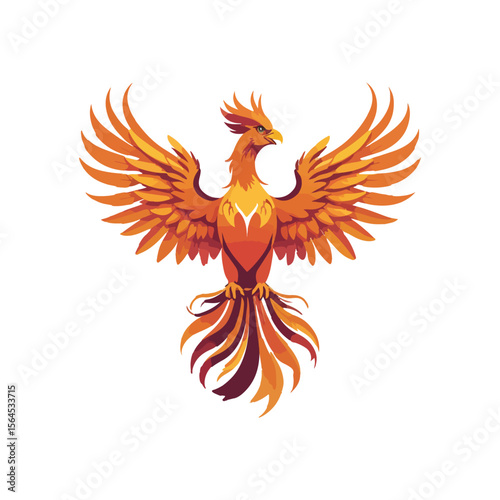 Phoenix Bird with Open Wings Vector