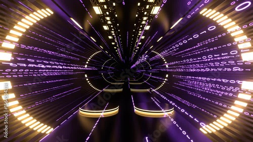 Light Yellow and Purple Futuristic Journey into Digital Background VJ Loop in 4K