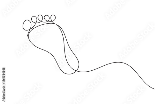 Foot sole continuous line drawing vector on white background in minimalist and simple outline style