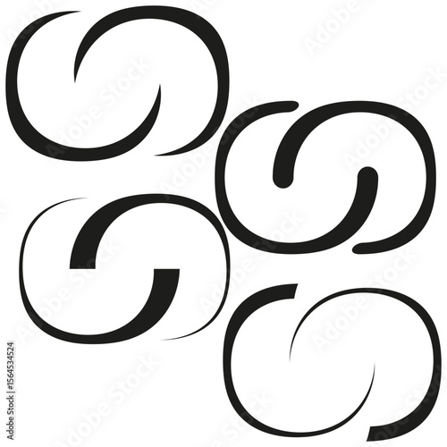 Thick arc icons. Bold curved pattern. S shape Vector. Minimal loop design.
