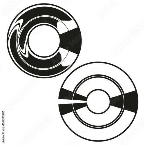 Bold circle segments. Abstract radial design. Graphic contrast shapes. Vector modern element.