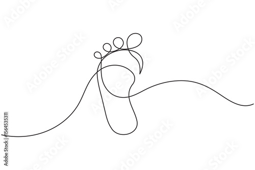 Foot sole continuous line drawing vector on white background in minimalist and simple outline style