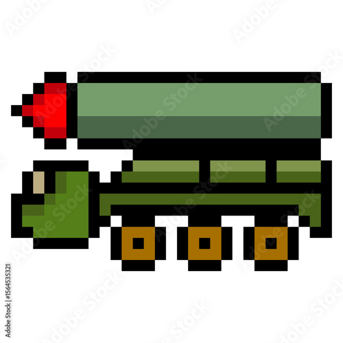 Rocket launcher truck with missiles in pixel art style