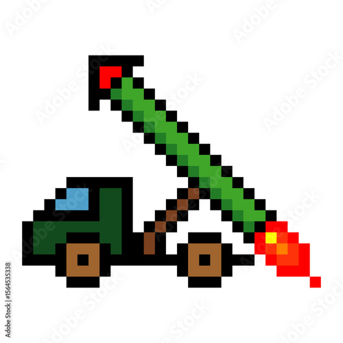 Missile or rocket launcher truck in pixel art style