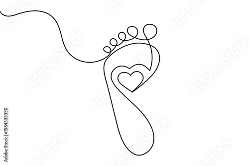 Foot sole continuous line drawing vector on white background in minimalist and simple outline style