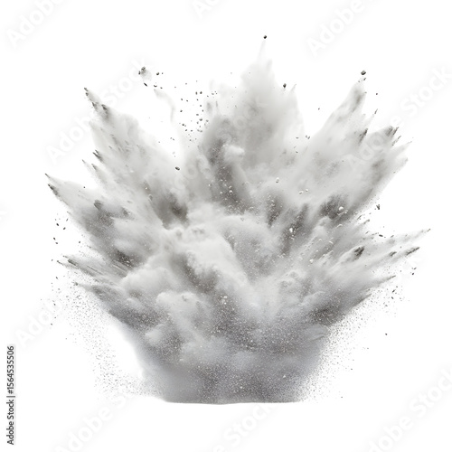 Dynamic burst of white powder explosion against a stark black background image
