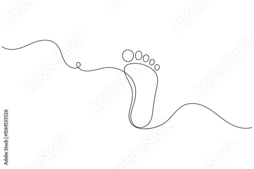 Foot sole continuous line drawing vector on white background in minimalist and simple outline style