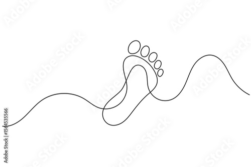 Foot sole continuous line drawing vector on white background in minimalist and simple outline style