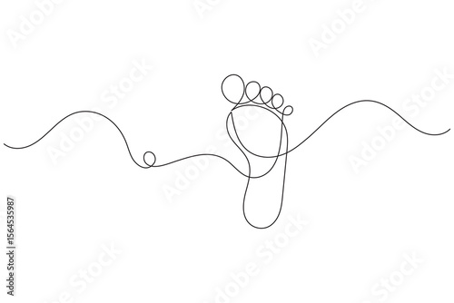 Foot sole continuous line drawing vector on white background in minimalist and simple outline style
