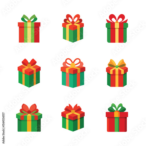 Set of Christmas Gift Box Vector Design