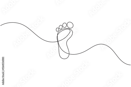 Foot sole continuous line drawing vector on white background in minimalist and simple outline style