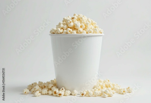 mockup of a white popcorn container. Mockup of packaging template isolated on a white background
