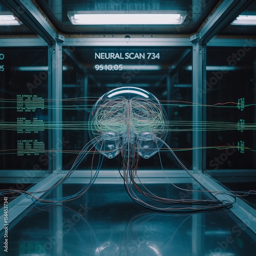 3D AI Brain Model with Glowing Neural Network and Futuristic Digital Circuit Background
