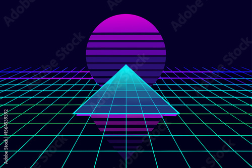 Digital Futuristic Grid Glowing Blue and Purple