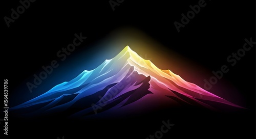 Luminous Colorful Mountain Peak With Vibrant Abstract Gradient On A Dark Background