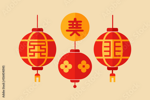 Lunar New Year Lanterns Traditional Patterns Festive