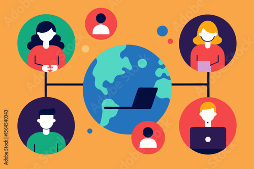 Remote Work Setup Abstract Figures Collaborating
