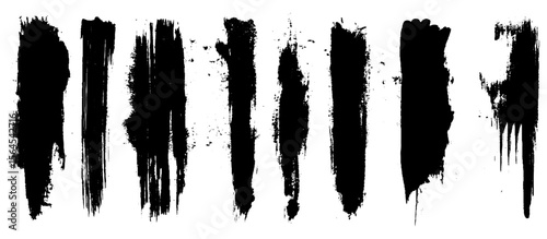 Set of vector paint brush strokes. Vector collection or set of artistic black paint, ink or acrylic hand made creative brush stroke background