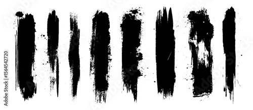 Set of vector paint brush strokes. Vector collection or set of artistic black paint, ink or acrylic hand made creative brush stroke background