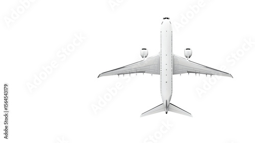 Top-down view of a commercial airplane set against a stark black background