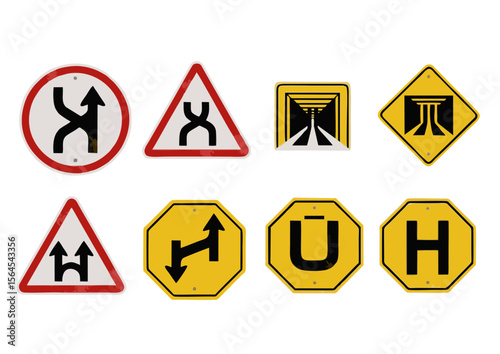 Free Download Various Road Signs with Different Shapes and Colors Isolated on White. - GFXLoad