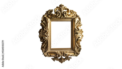 Ornate vintage gold picture frame with intricate swirling baroque details