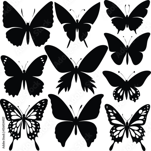 Collection of Delicate Butterfly Silhouettes for Artistic Design  Elegant Insect Vector Set new 2025 trendy