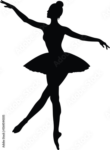 Graceful Ballerina Dancing in a Tutu Elegant Silhouette Art,new 2025 trendy Graceful Ballerina Dancing in a Tutu  Elegant Dance Silhouette Art Illustration