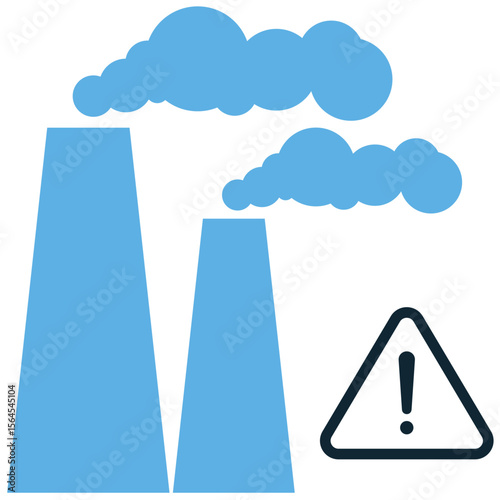 Factory pollution icon vector, representing environmental impact, emissions, and industrial waste. Ideal for illustrating eco-concerns, sustainability issues, and environmental regulations.
