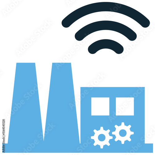 Smart factory icon vector, symbolizing Industry 4.0, automation, and interconnected production systems. Ideal for illustrating modern manufacturing, IoT integration, intelligent automation solutions